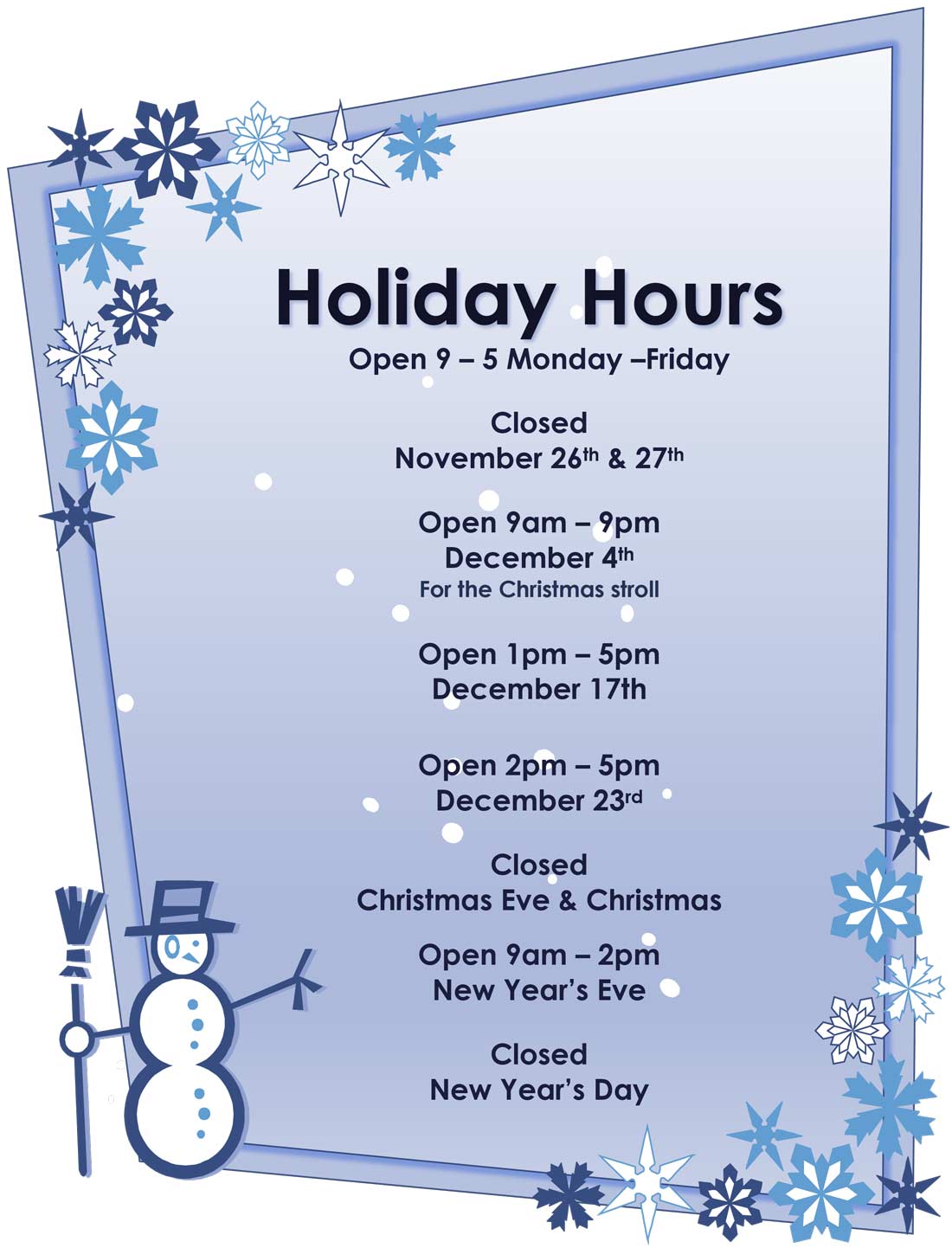 Holiday Office Hours My Neighbor In Need